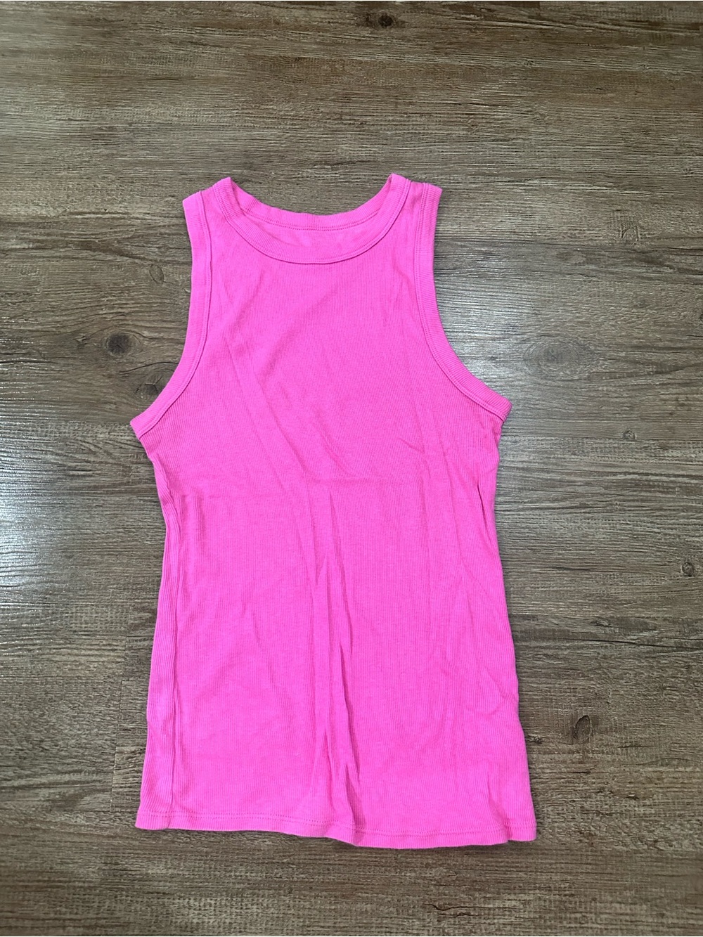 a new day Bright Pink Ribbed Tank Top